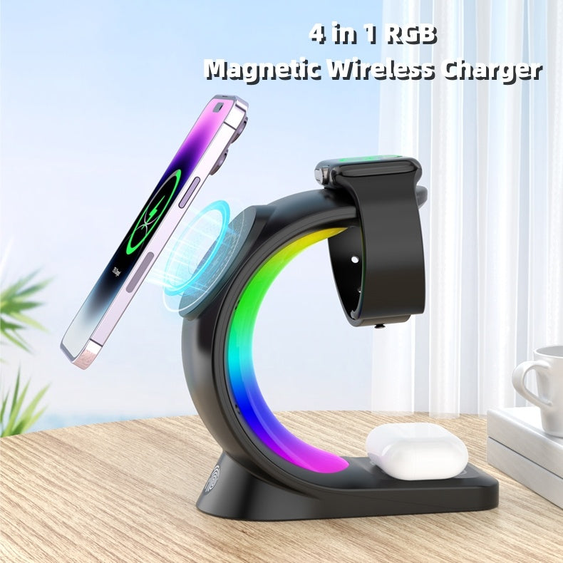 4 In 1 Magnetic Wireless Charger Fast Charging For Smart devices plus atmospheric light